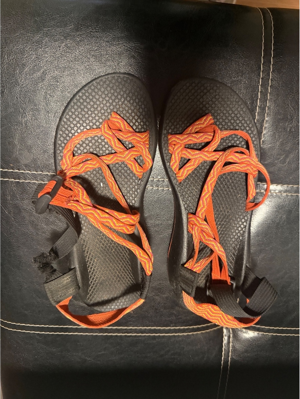 Black and Orange Lace Up Sport Sandals